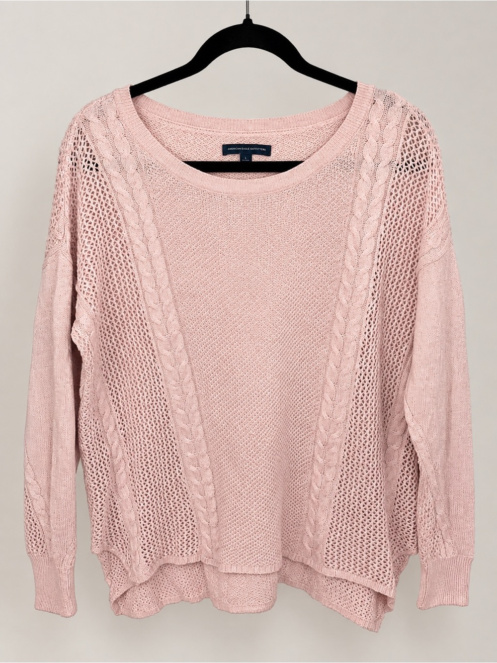 American Eagle Outfitters Pink Cable Knit Open Knit Sweater Women’s Medium
